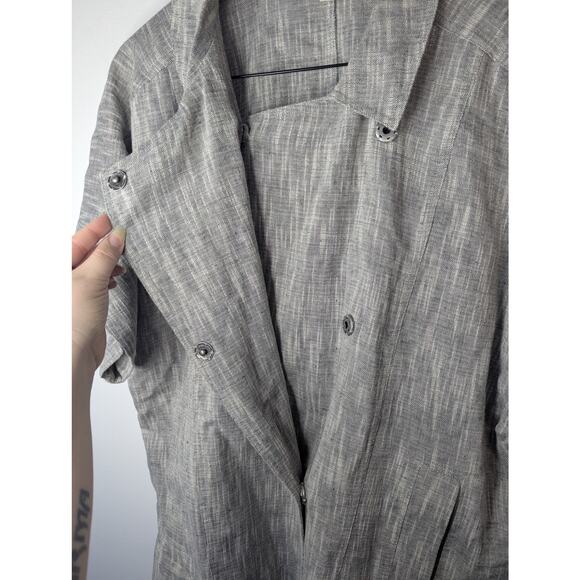 Eileen Fisher Cotton Linen Slub Oversized Boxy Jacket in Dark Pearl - Picture 5 of 8